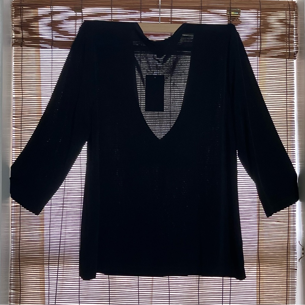 Coldwater Creek Black Crossover Knit Top - Picture 3 of 9